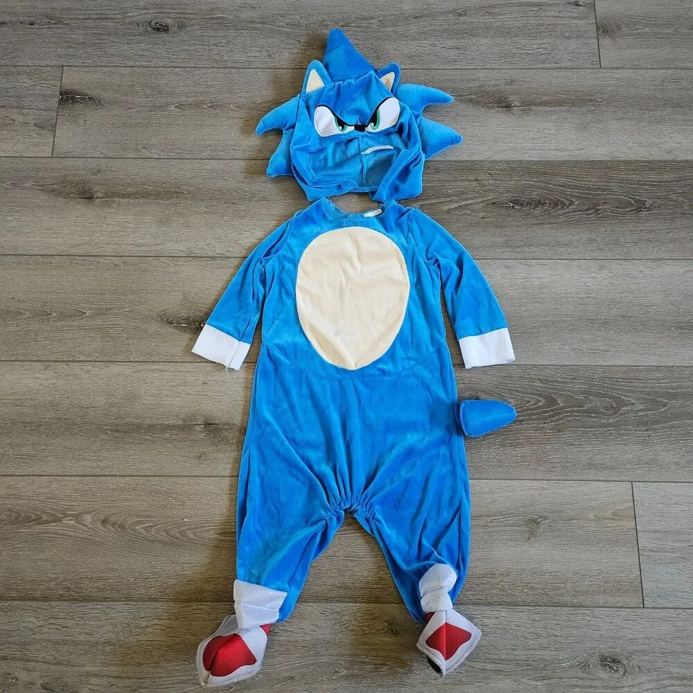 Sonic the Hedgehog Youth Costume Sonic 3 Movie Jumpsuit Cosplay Blue S 2T
